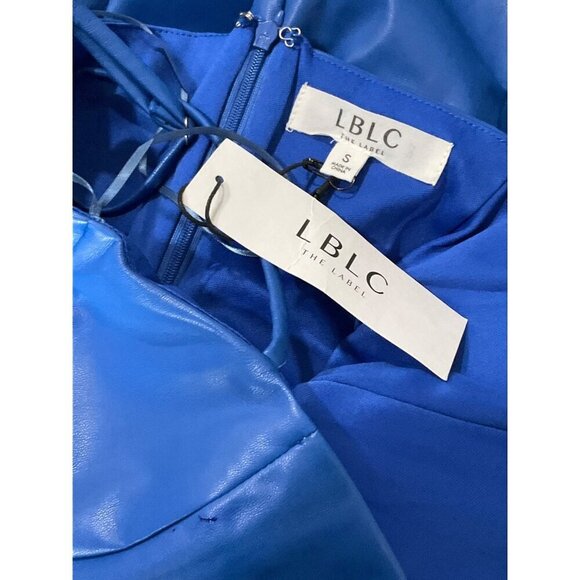 LBLC The Label Marta Mini Dress in Blue Small New Womens Vegan Faux Leather - Picture 10 of 14